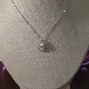 NWT 925 Sterling Silver 1.30 CTW Moissanite Teardrop Pendant Necklace
